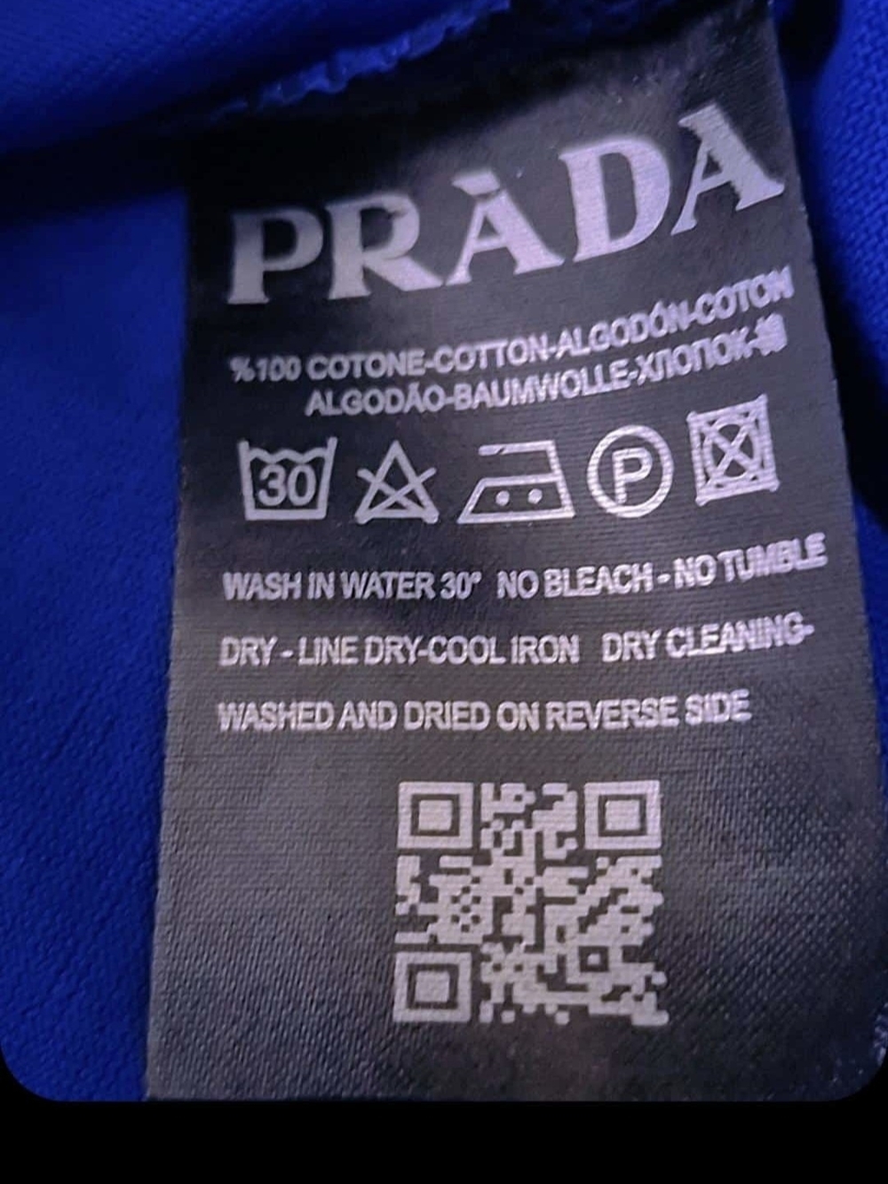 Prada Royal Blue Embossed Logo Short Sleeve Tee - Picture 2 of 2